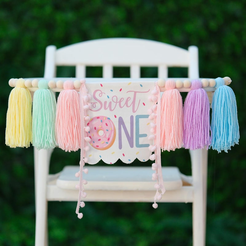 DCJHFJ Donut 1st High Chair Banner Sweet One Birthday Party Decorations for Baby Girl Grow Up Theme Decor - Image 1