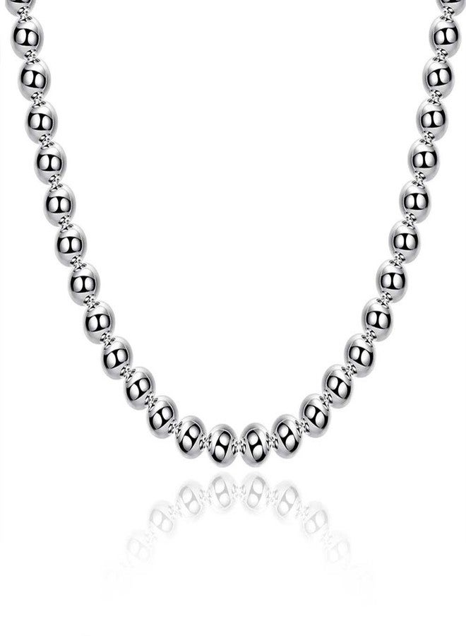 LZD Sterling Silver Plated Necklace Hollow Beads Balls 20 Inch 8MM Lobster Clasp B20 - Image 1