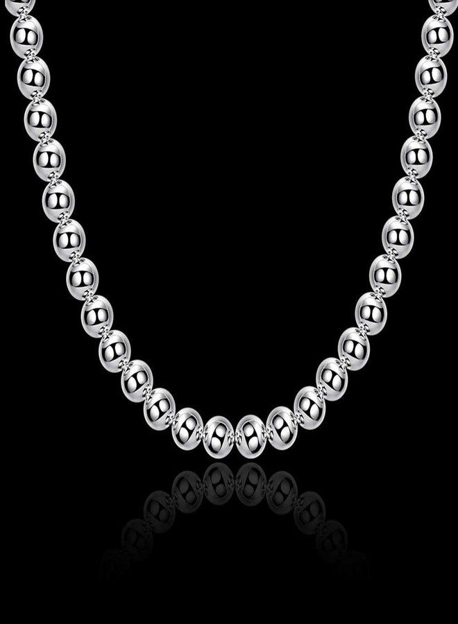 LZD Sterling Silver Plated Necklace Hollow Beads Balls 20 Inch 8MM Lobster Clasp B20 - Image 2