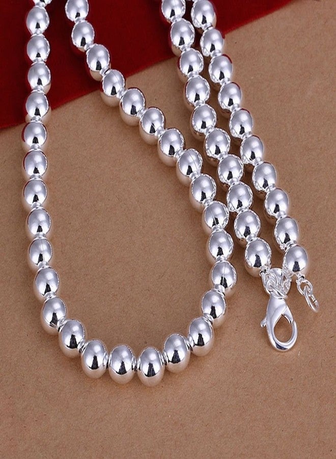 LZD Sterling Silver Plated Necklace Hollow Beads Balls 20 Inch 8MM Lobster Clasp B20 - Image 5