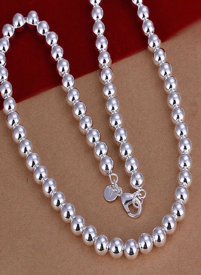 LZD Sterling Silver Plated Necklace Hollow Beads Balls 20 Inch 8MM Lobster Clasp B20 - Image 4