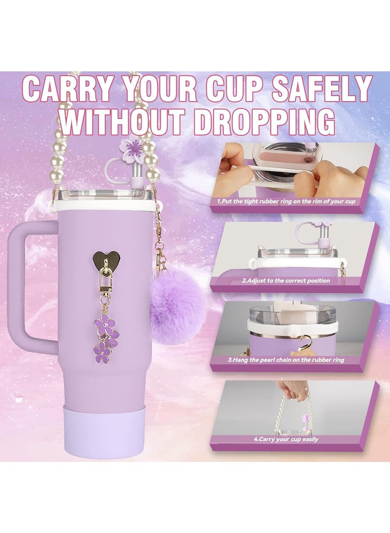 Y&D Compatible with Stanley Cup Accessories Set, Stanley Accessories 40 oz, Accesorios Stanley with Food-Grade Stanley Straw Cover, Stanley Tumbler Accessories Beautify Your Cup, Unique Gifts for WomenPurple/Gold - Image 2