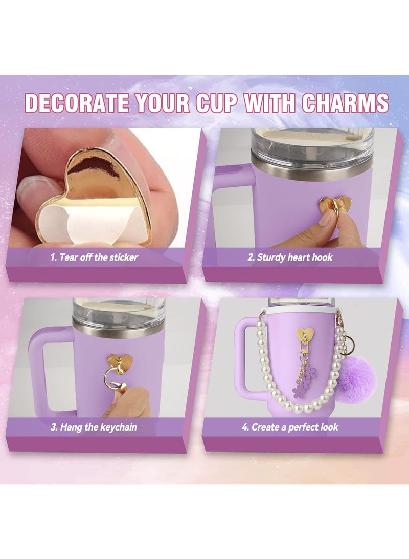 Y&D Compatible with Stanley Cup Accessories Set, Stanley Accessories 40 oz, Accesorios Stanley with Food-Grade Stanley Straw Cover, Stanley Tumbler Accessories Beautify Your Cup, Unique Gifts for WomenPurple/Gold - Image 5