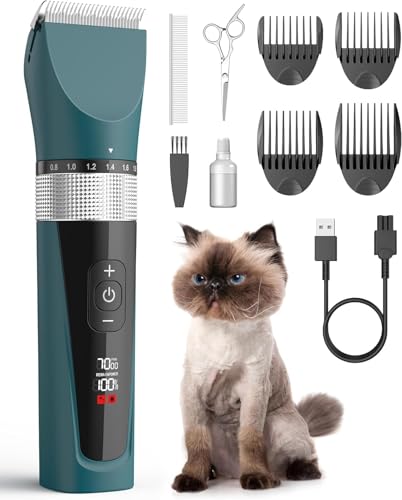 oneisall Cat Clippers for Matted Hair 5Speed Quiet Cat Grooming kit Cordless Pet Shaver for Long HairWaterproof Pet Trimmer Pet Clippers for CatsGreen - Image 1
