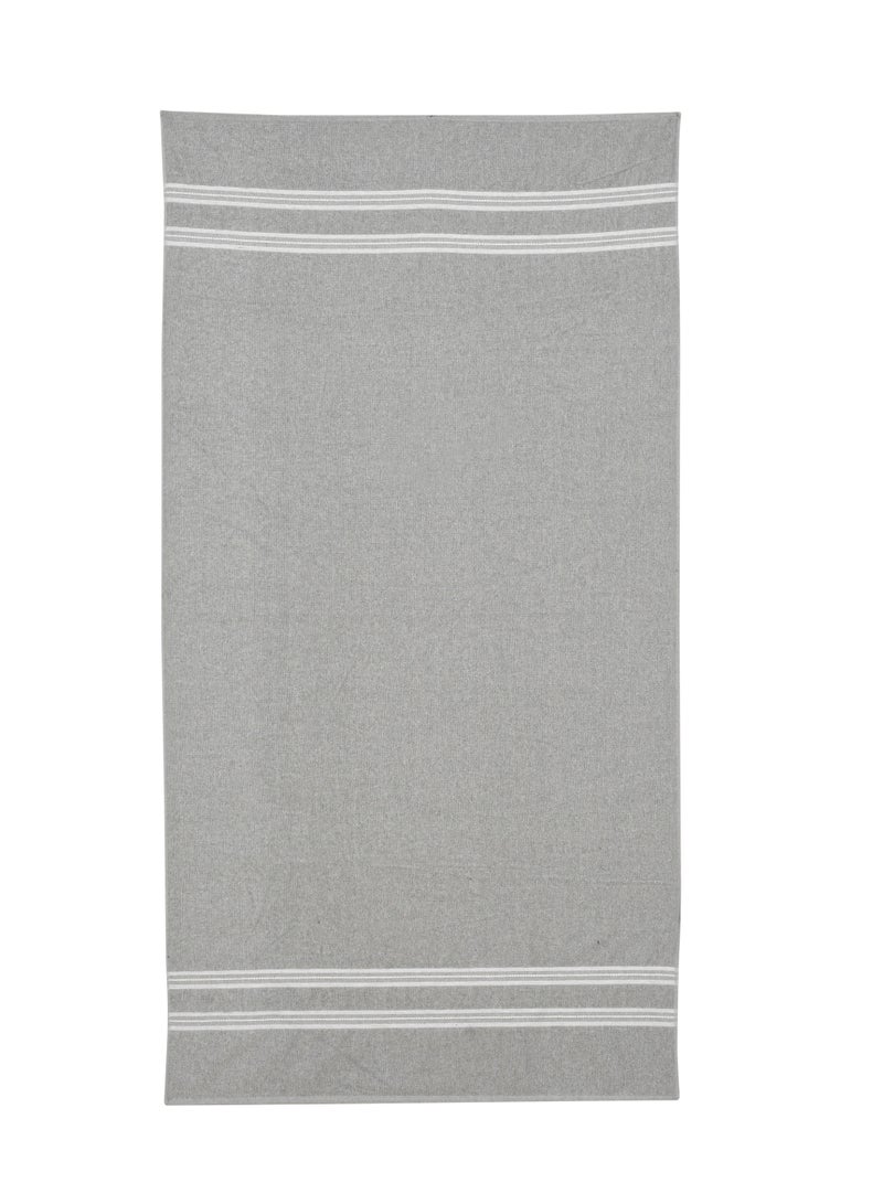 AURIO Premium 100% Cotton Ultra-Soft Bath Towel – 68x135 cm Large Absorbent Body Towel with Stylish Double White Stripe Dobby Border – Grey Luxury Hotel & Spa Collection - Image 4