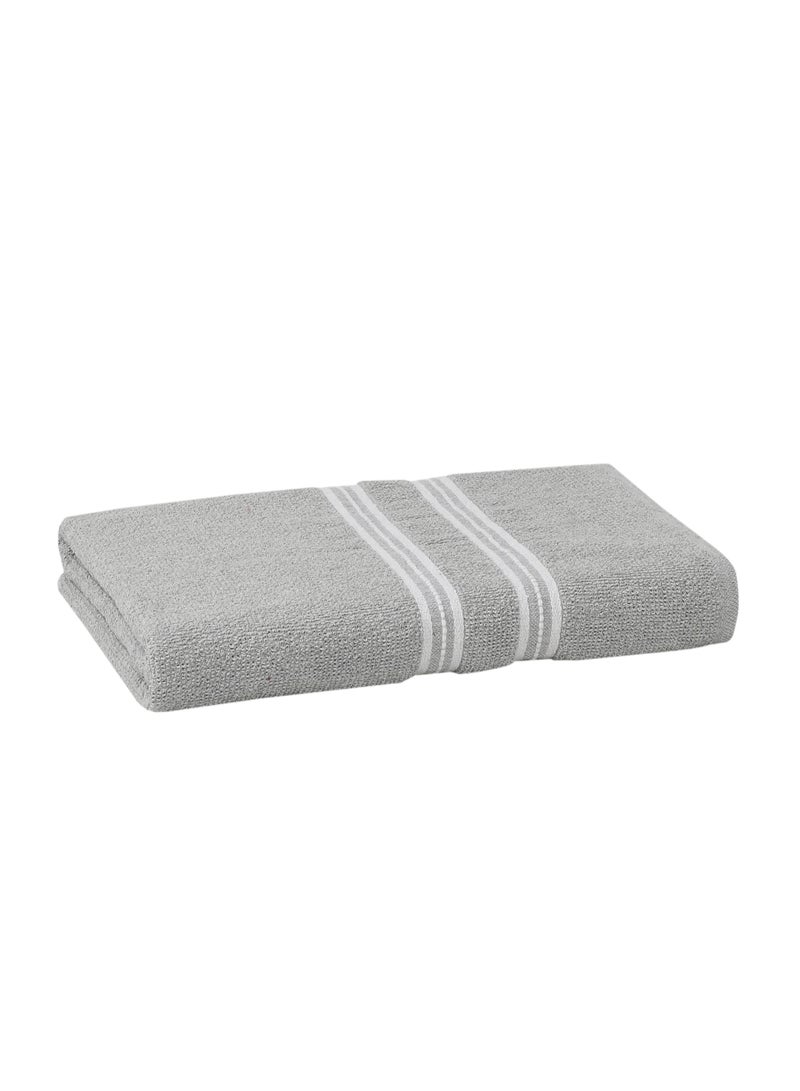 AURIO Premium 100% Cotton Ultra-Soft Bath Towel – 68x135 cm Large Absorbent Body Towel with Stylish Double White Stripe Dobby Border – Grey Luxury Hotel & Spa Collection - Image 5
