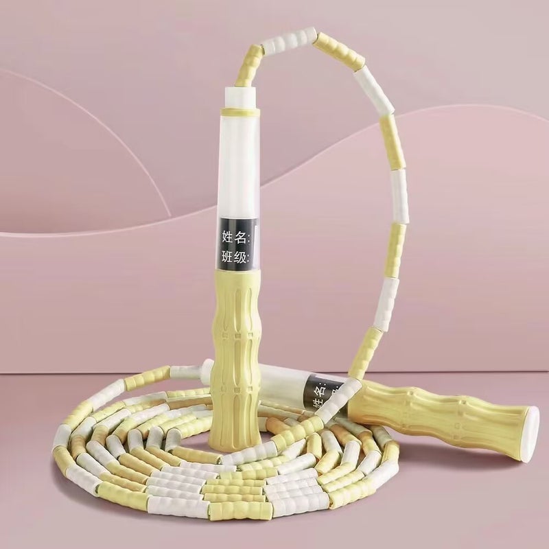 Generic Wholesale Childrens Bamboo Jump Ropes Special Student Jump Ropes For Kindergarten Can Be Written Name Sports Exams Training Yellow with storage bag 