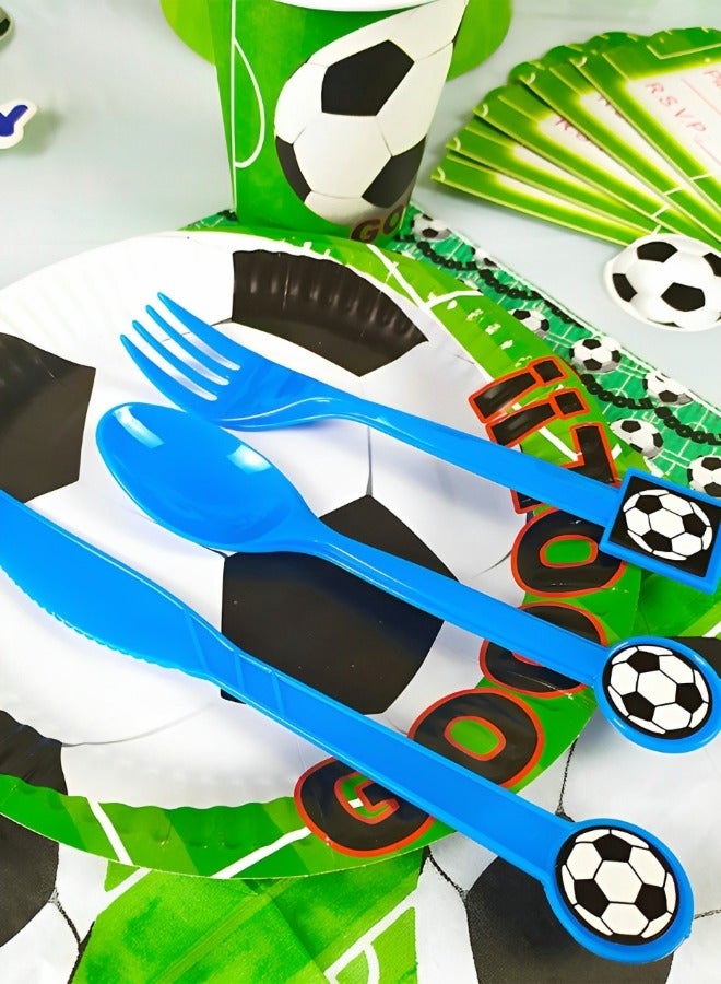 GROIC 145 Pcs Soccer Birthday Party Supplies for Kids, Football Party Tableware Set, Includes Banner Paper Plates Napkins Cups Tablecloth,  for Soccer Sports Birthday Theme Party Decorations - Image 4