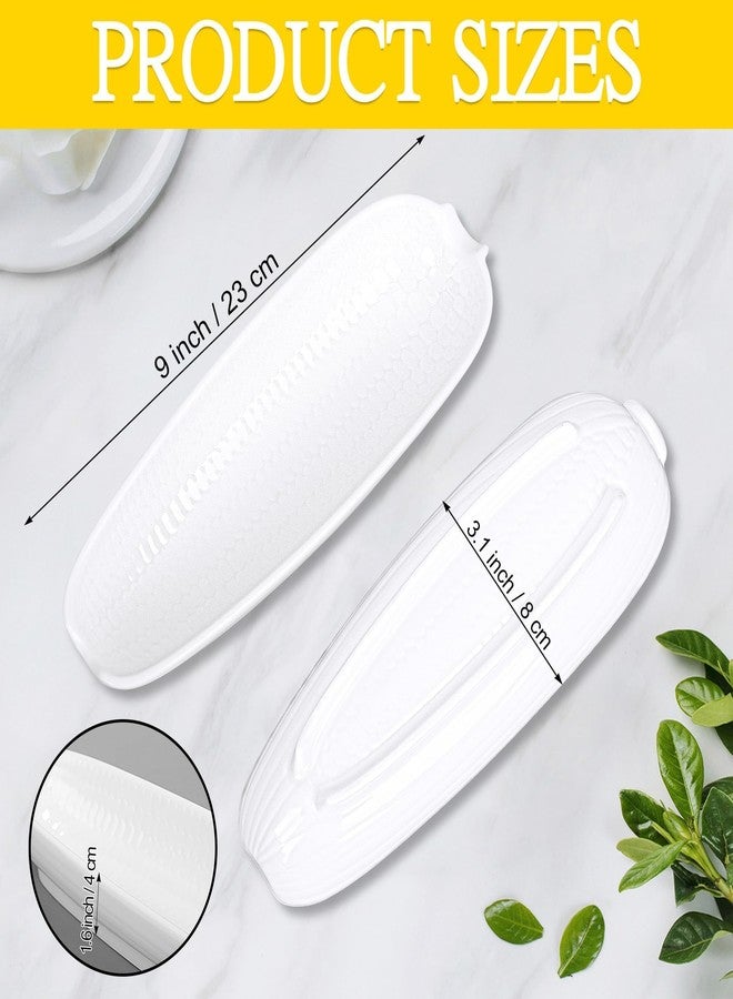 Kochorie 6 Pack Ceramic Corn Cob Holders 9 Inch Corn Dishes Non-slip Bottom White Corn Shape Dishes, Microwave Dishwasher Oven Safe for Salad Dessert Appetizers Butter Corn Cob Trays(White) - Image 2