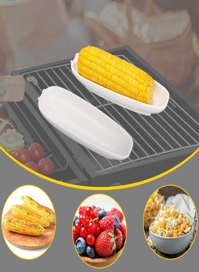 Kochorie 6 Pack Ceramic Corn Cob Holders 9 Inch Corn Dishes Non-slip Bottom White Corn Shape Dishes, Microwave Dishwasher Oven Safe for Salad Dessert Appetizers Butter Corn Cob Trays(White) - Image 4