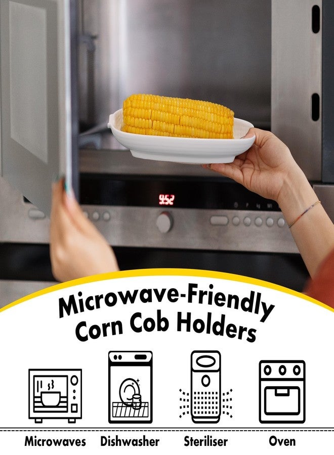 Kochorie 6 Pack Ceramic Corn Cob Holders 9 Inch Corn Dishes Non-slip Bottom White Corn Shape Dishes, Microwave Dishwasher Oven Safe for Salad Dessert Appetizers Butter Corn Cob Trays(White) - Image 5