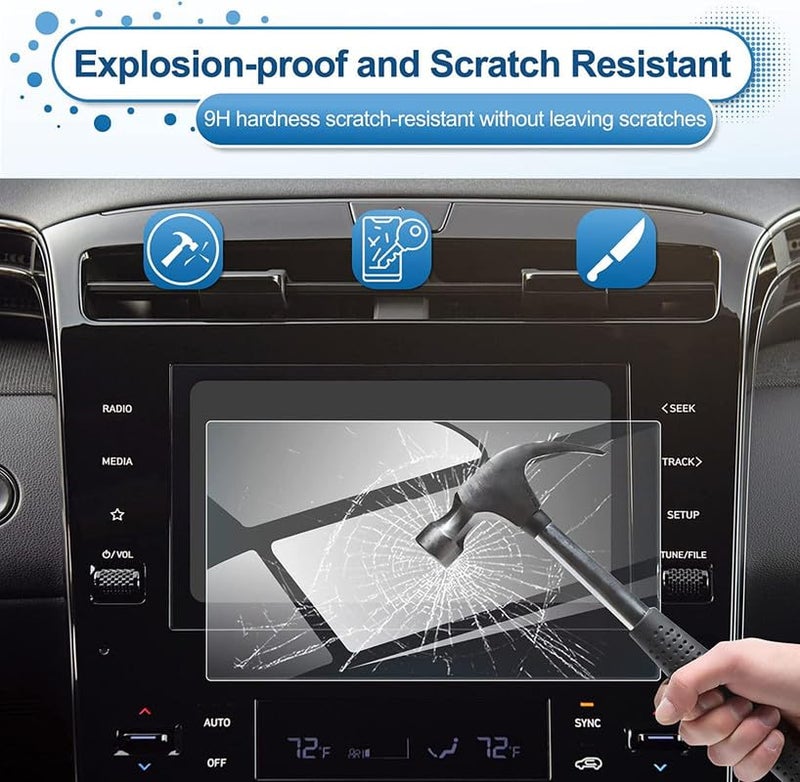 PROTECTERR حماية شاشة ستيريو السيارة 9 إنش لأنظمة أندرويد | واقي زجاج مقسى 9H لعرض اللمس بعد البيع، شفاف، مقاوم لبصمات الأصابع، سهل التركيب - Image 2