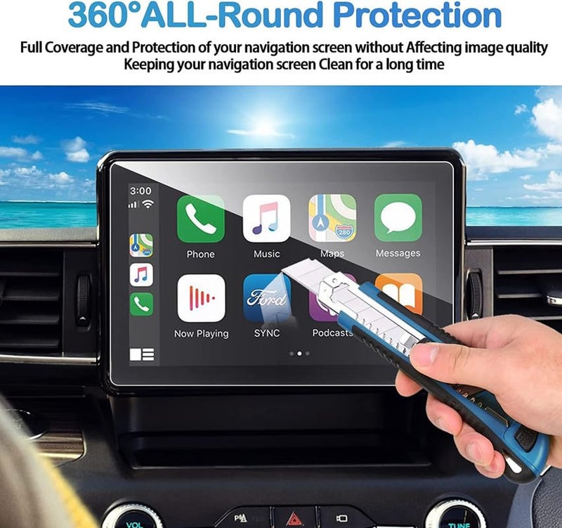 PROTECTERR حماية شاشة ستيريو السيارة 9 إنش لأنظمة أندرويد | واقي زجاج مقسى 9H لعرض اللمس بعد البيع، شفاف، مقاوم لبصمات الأصابع، سهل التركيب - Image 3