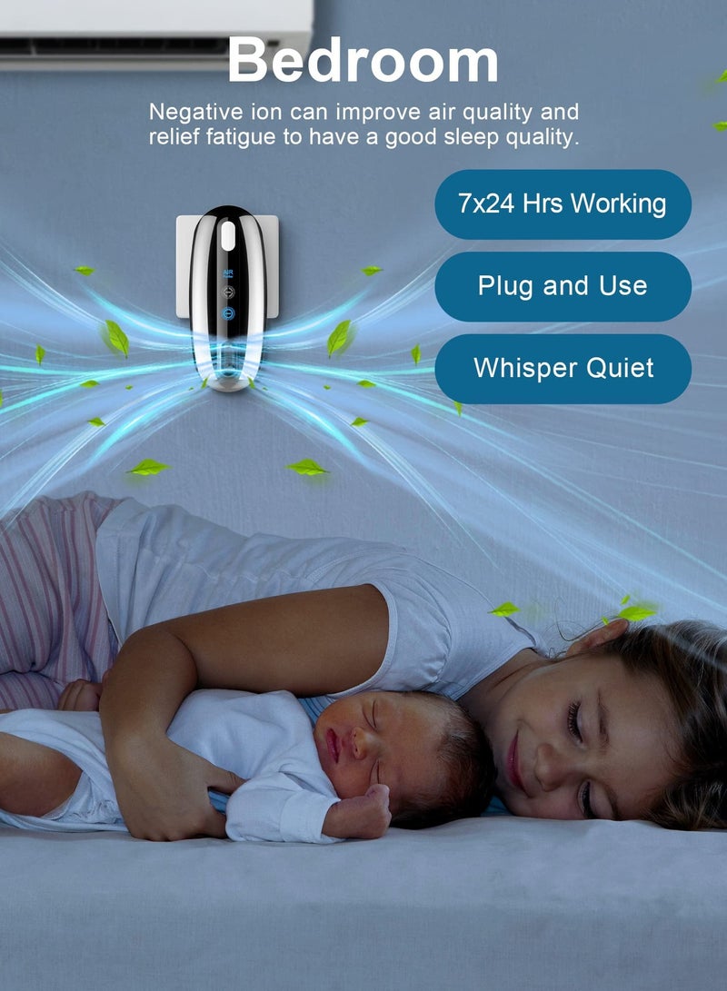 كاست ويف أجهزة تنقية الهواء، جهاز تنقية الهواء بالقابس، مؤينات الهواء للمنزل وغرفة النوم والحيوانات الأليفة في المنزل والحمام لتنظيف الروائح وحبوب اللقاح والغبار ووبر الحيوانات الأليفة، وضعان - Image 4