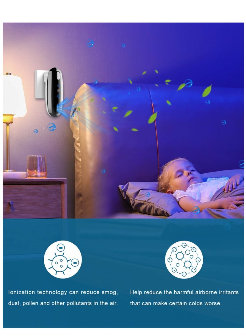 كاست ويف أجهزة تنقية الهواء، جهاز تنقية الهواء بالقابس، مؤينات الهواء للمنزل وغرفة النوم والحيوانات الأليفة في المنزل والحمام لتنظيف الروائح وحبوب اللقاح والغبار ووبر الحيوانات الأليفة، وضعان - Image 2