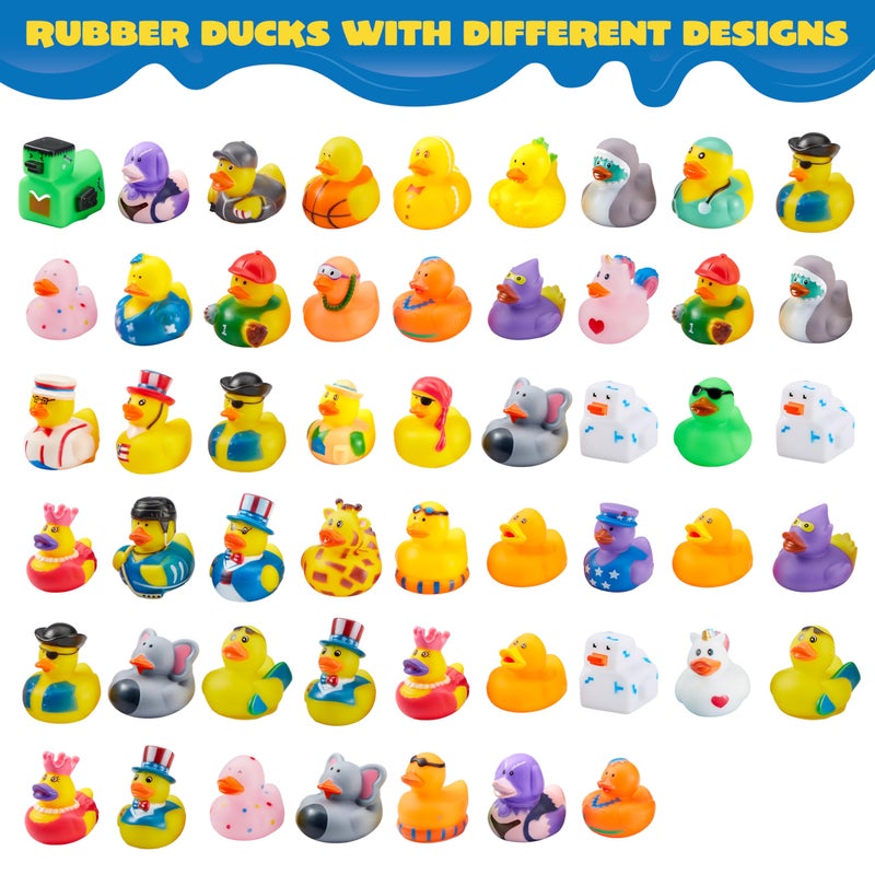 JOYIN 120 Pcs Rubber Ducks, Random Assortment Ducks Bulk with Mesh Carry Bag, Mini Rubber Duckies for Baby Bath Toys, Kids Toddler Summer Pool Toys Birthday Gifts Party Favors - Image 2