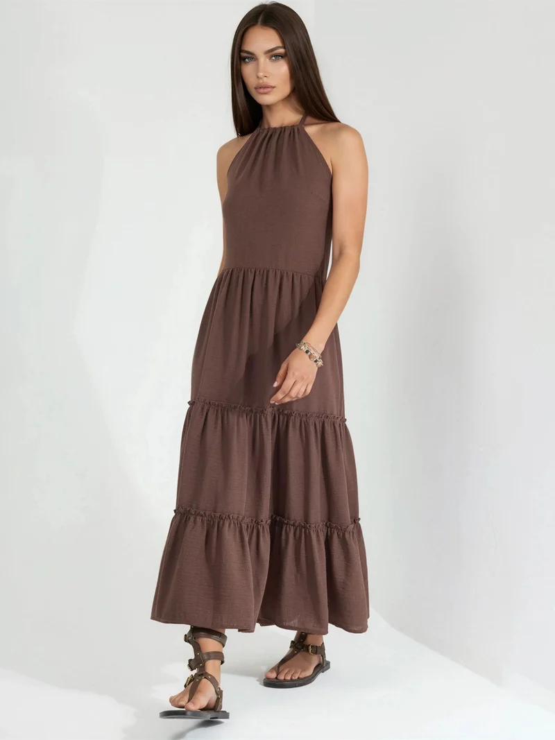 Busem BUSEM Frilly Halter Neck Maxi Dress