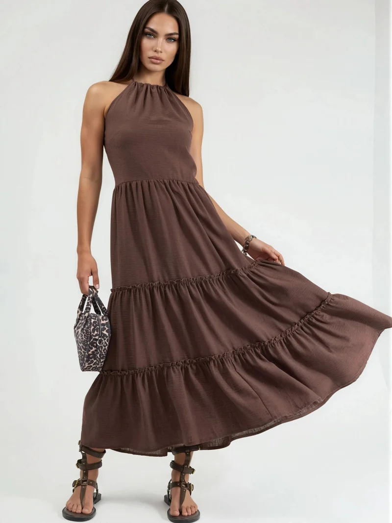 Busem BUSEM Frilly Halter Neck Maxi Dress