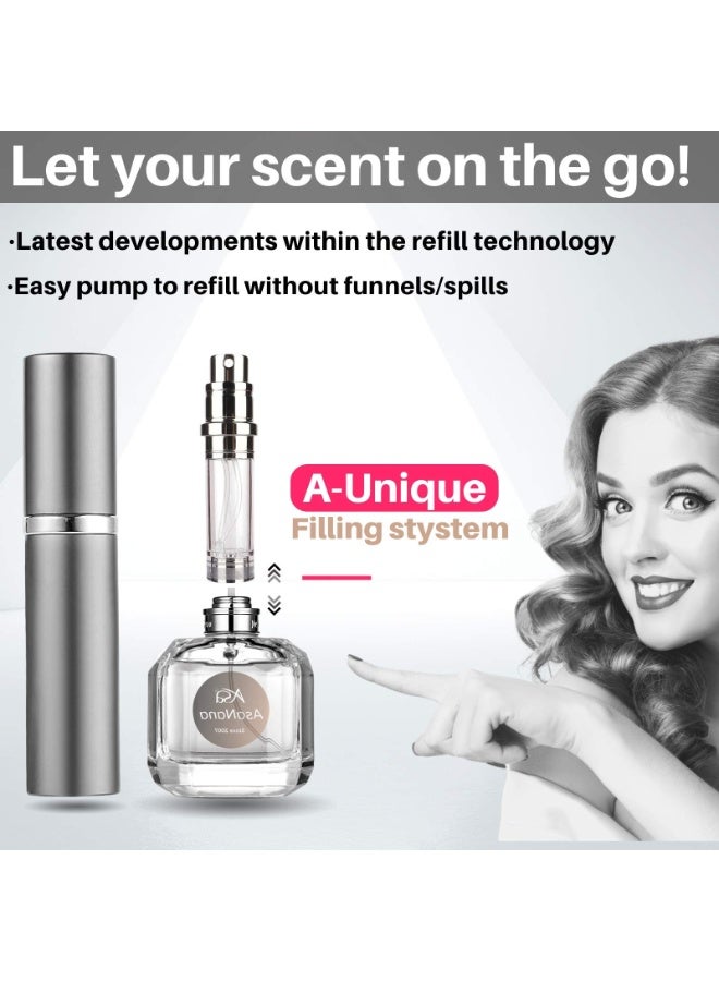 Chabeia 2PCS 5ml Perfume Travel Refillable Bottle ,Bottom-Filling Fragrances Perfume Atomizer ,Mini Empty Spray Bottle ,Travel Perfume, Pocket Travel Toiletries ,Holiday Travel Essentials ,Empty Mini Cologne Dispenser,Pocket Atomiser,Grey& Black  - Image 2
