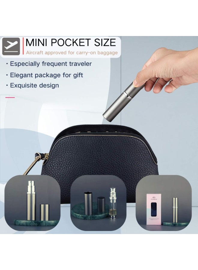 Chabeia 2PCS 5ml Perfume Travel Refillable Bottle ,Bottom-Filling Fragrances Perfume Atomizer ,Mini Empty Spray Bottle ,Travel Perfume, Pocket Travel Toiletries ,Holiday Travel Essentials ,Empty Mini Cologne Dispenser,Pocket Atomiser,Grey& Black  - Image 3