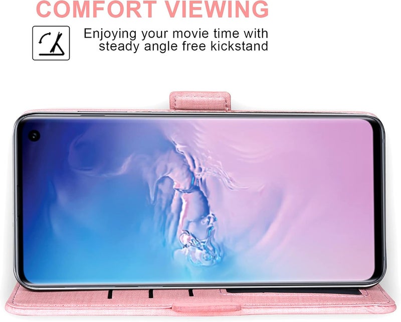 Asuwish Compatible With Samsung Galaxy S10E Wallet Case Tempered Glass Screen Protector And Leather Flip Cover Card Holder Cell Phone Cases For Glaxay S 10E Gaxaly 10Se Galaxies Se10 Women Men Pink - Image 4