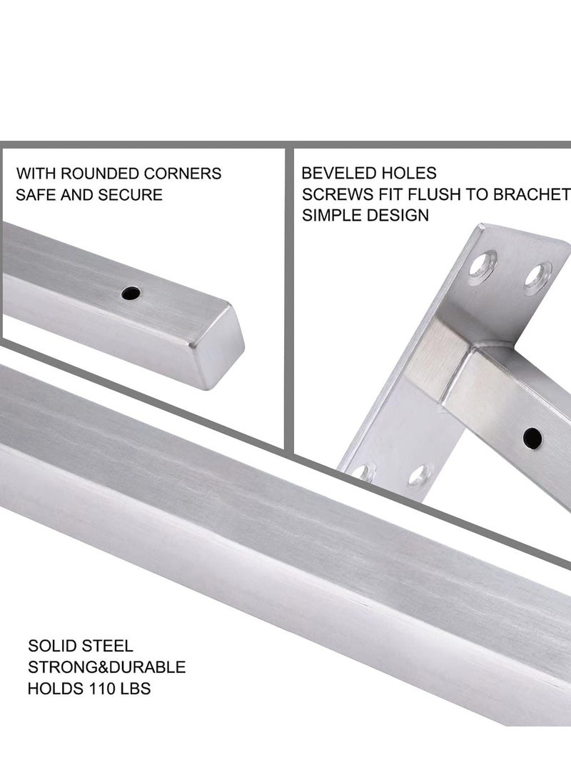 SYOSI Floating Shelf Brackets,  2 Pcs 6 inch Silver Heavy Duty Shelf Brackets, Premium Solid Steel Shelf Supports for Shelves, Heavy Floating Shelves Hardware for Shelves Support DIY  - Image 4