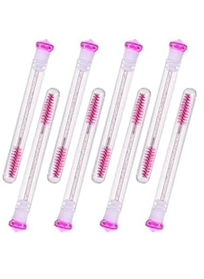 Rose Red 8pcs Eyelash Brush and Comb Set with Portable Tube for Extensions and Makeup - Image 1