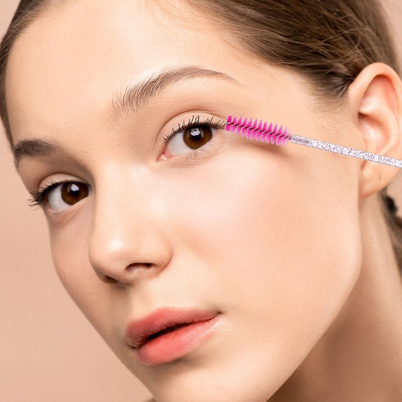 Rose Red 8pcs Eyelash Brush and Comb Set with Portable Tube for Extensions and Makeup - Image 5