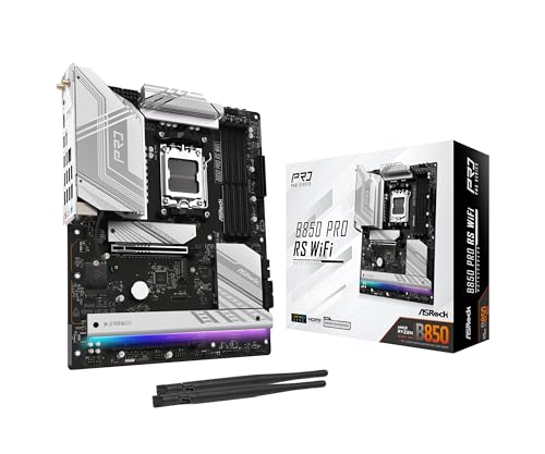 ASRock AMD B850 Pro RS WiFi 6E Socket AM5 Ryzen 900080007000 Series DDR5 up to 8000 OC MHz 256GB ATX Motherboard M2 SATA3 60 Gbs PCIe 50 BIOS Flashback 25G LAN - Image 1