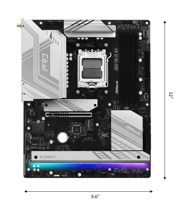 ASRock AMD B850 Pro RS WiFi 6E Socket AM5 Ryzen 900080007000 Series DDR5 up to 8000 OC MHz 256GB ATX Motherboard M2 SATA3 60 Gbs PCIe 50 BIOS Flashback 25G LAN - Image 3