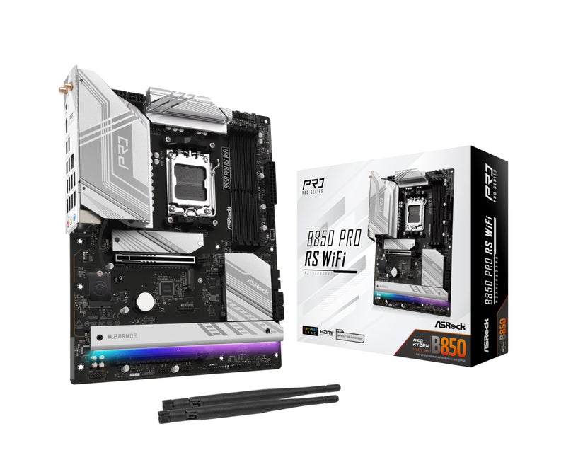 ASRock AMD B850 Pro RS WiFi 6E Socket AM5 Ryzen 900080007000 Series DDR5 up to 8000 OC MHz 256GB ATX Motherboard M2 SATA3 60 Gbs PCIe 50 BIOS Flashback 25G LAN - Image 2