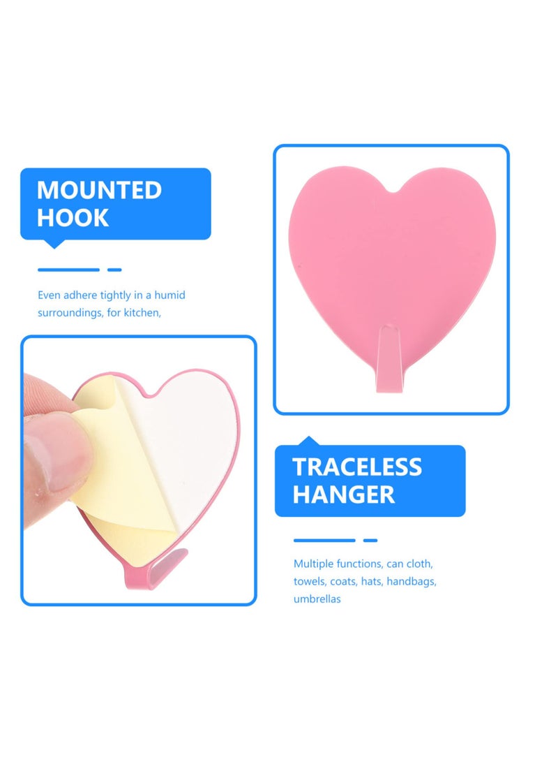 12 Pcs Iron Strong Heart Shaped Adhesive Hangers Wall Mounted Hooks Coat Hook Traceless Hanger for Bathroom Kitchen (Random Color) - Image 4