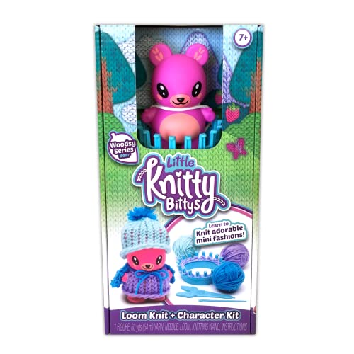 PlayMonster Little Knitty Bittys Bear - Beginner Knitting Craft Kit - Makes 3 Mini Projects - Collect & Trade Clothes - Ages 7+ - Image 1
