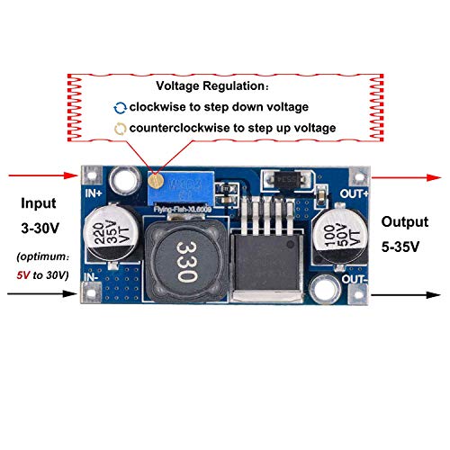 Valefod XL6009 DC to DC Boost Converter 3.0-30V to 5-35V Step-up Transformer Power Module, Pack of 10 - Image 3