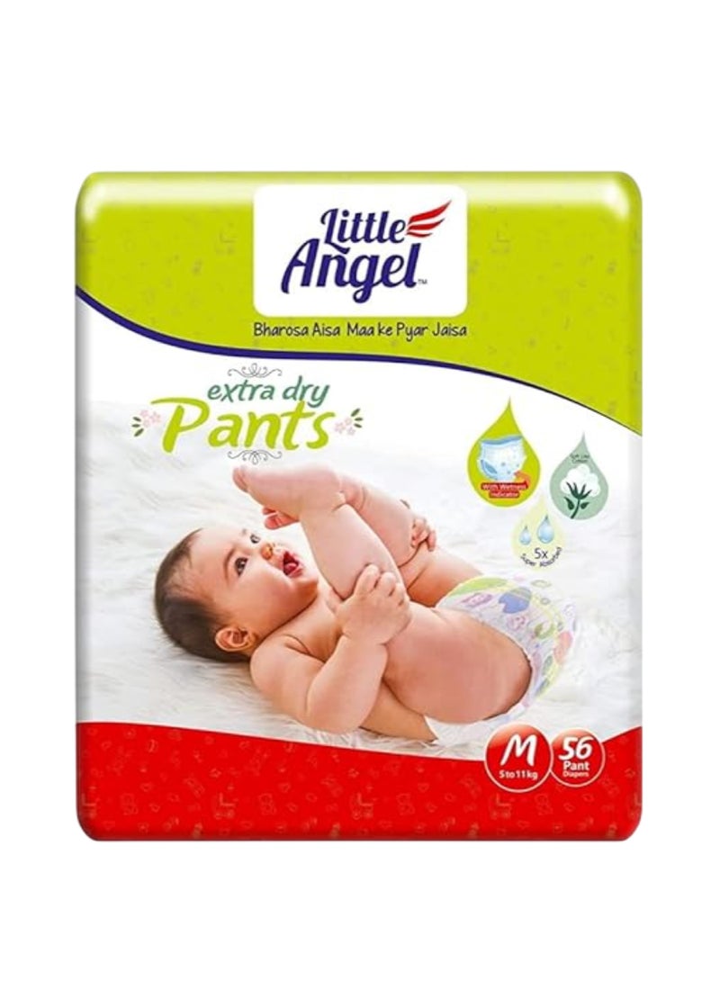 Little Angel Extra Dry Baby Pants Diaper Medium 5-11 Kg Super Absorbent Core Up To 12 Hrs 56 Diapers - Image 1