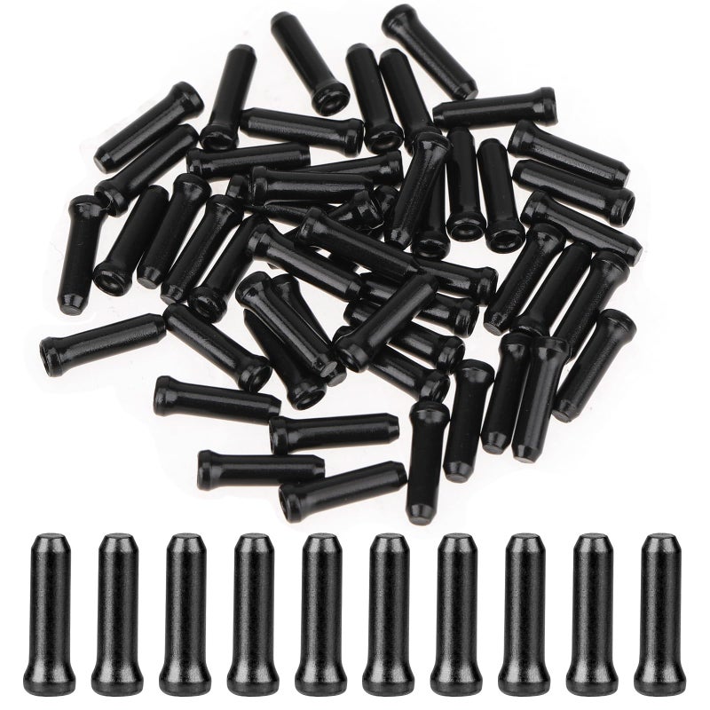 50pcs Bike Cable End Caps Black Bicycle Cable Ends Crimps Bike Brake Cable End Caps Bike Brake Cable End Tips Cycling Caps Shifter Inner Cable Tips Wire End Cap Crimps for Road Mountain Bicycle