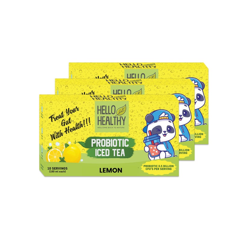 Hello Healthy Probiotic Lemon Iced Tea | Pack Of 30 Sachet (15g Each) | Summer Drink | Powder Instant Ice Tea | Ready to Drink | Refreshing iced tea | No Artificial Ingredients - Image 1