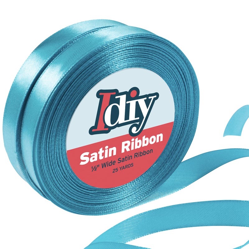 Satin Ribbon 12 50 Yards No Wire DIY Arts  Crafts Gift Wrapping Baskets Wedding Decor Sewing Projects Party Decorative Embellishment Hair Bows Floral Baby Showers Teal