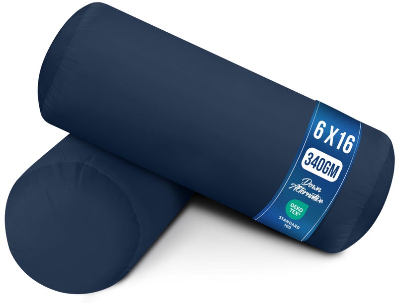 Utopia Bedding Bolster Pillows Insert Pack of 2 Navy 6 x 16 Inches Bed and Couch Pillows Indoor Decorative Pillows - Image 2