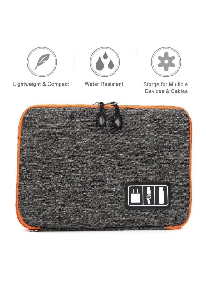 Travel Cable Organizer Case - Waterproof Electronics Storage with Grid Elastic Bands, Universal Tech Accessories Bag for iPad, Chargers, Cables (Grey) - Image 3