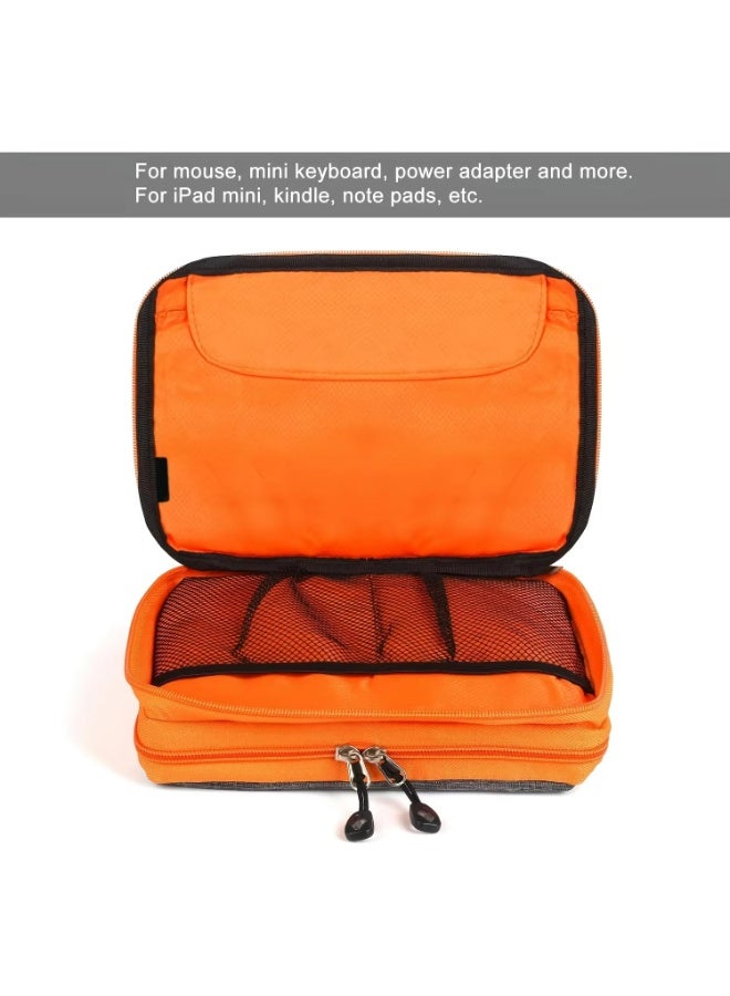Travel Cable Organizer Case - Waterproof Electronics Storage with Grid Elastic Bands, Universal Tech Accessories Bag for iPad, Chargers, Cables (Grey) - Image 2