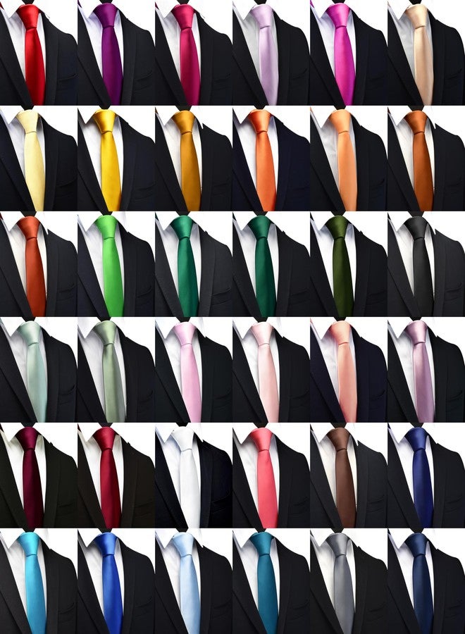 Branduce Wine Burgundy Tie Solid Satin Ties for Men Silk Blend Necktie for Wedding Business (TA11-33) - Image 4