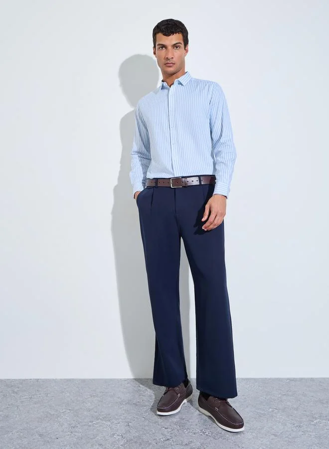 Styli Blue Striped Long Sleeves Regular Fit Shirt