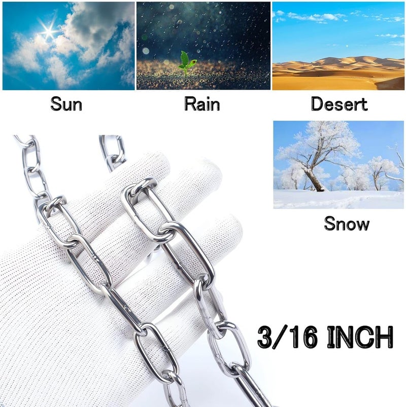 Lsqurel Stainless Steel Chain,Lsquirrel 13 ft Stainless Steel Rolo Cable Heavy Duty Chain for, Home, Swing, Pet, Camping (3/16 inch - 13 feet) - Image 4