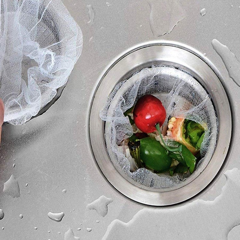 JZS Disposable Sink Garbage Bags, Flexible and Extendable Sink Strainer Bags for Kitchen Bathroom Sink Filter, White (100 Pcs) - Image 5