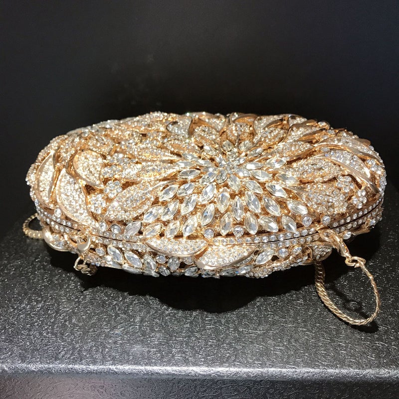 Carefully Selected Leaf Flower Diamond Dinner Bag Export Banquet Hand-Held Women'S Bag Cut Out Metal Hard Box Bag Clutch Bag - Image 4