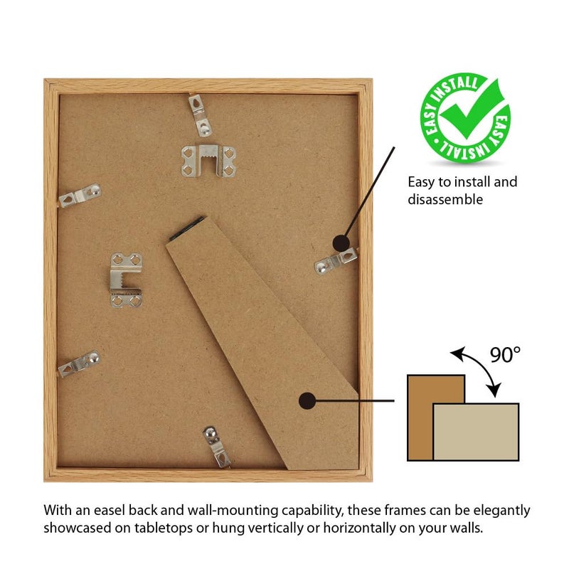 Memory Island 8x10 Photo Frames for Wall and Tabletop Display, 8 by 10 Natural Wood Grain Picture Frames with HD Plexiglass, Set of 15 - Image 3
