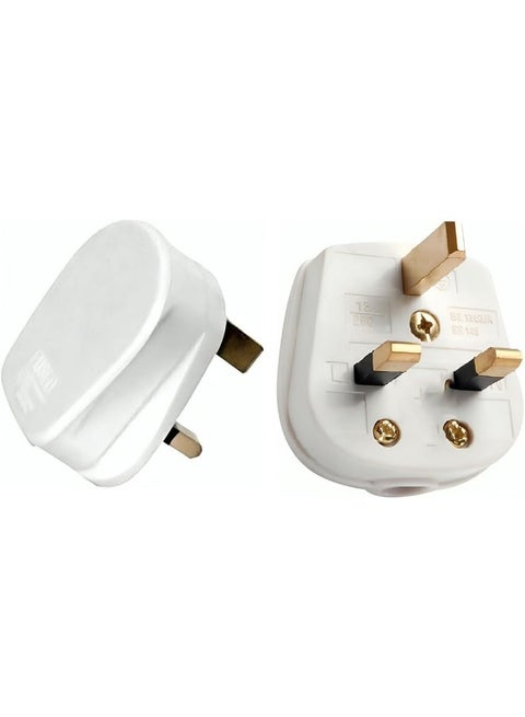 Rr 2Pcs Fused 13A Uk Plug Top 3-Pin British Connector White For Safe And Reliable Electrical Connections Made In India