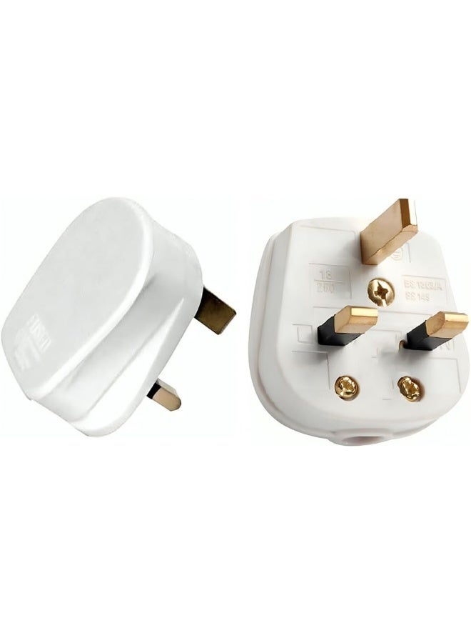 Rr 2Pcs Fused 13A Uk Plug Top 3-Pin British Connector White For Safe And Reliable Electrical Connections Made In India - Image 1