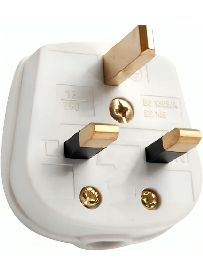 Rr 2Pcs Fused 13A Uk Plug Top 3-Pin British Connector White For Safe And Reliable Electrical Connections Made In India - Image 3